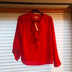 Size large Monteau brand women's red blouse,  never worn with tags.